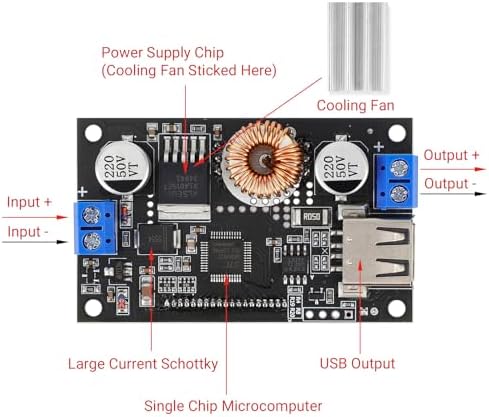 DROK DC Buck Converter Adjustable Voltage Regulator 12V 6V-32V to 1.5-32V 5A, LCD Screen Step Down Converter with USB Port and Protective Case : Electronics