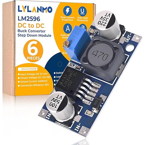 LM2596S Buck Converter Module5 LM2596S Buck Converter Module (6-Pack) | 3.2-35V to 1.25-30V 3A | EPLZON